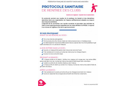 Nouveau protocole sanitaire
